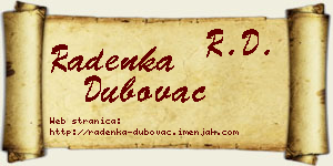 Radenka Dubovac vizit kartica